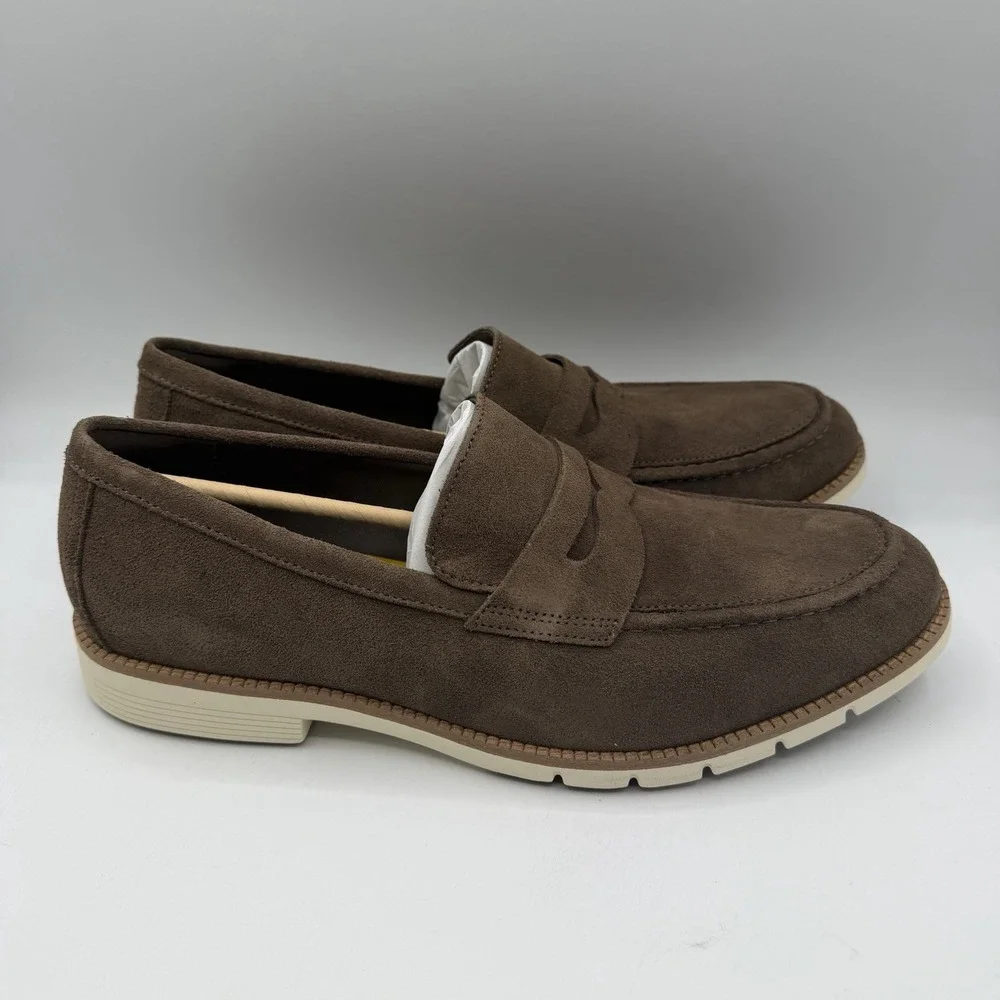 Cole Haan Flexgrand+ Penny Loafers Mens 10 M‎ Truffle Brown Suede Slip On Shoes - Picture 2 of 10